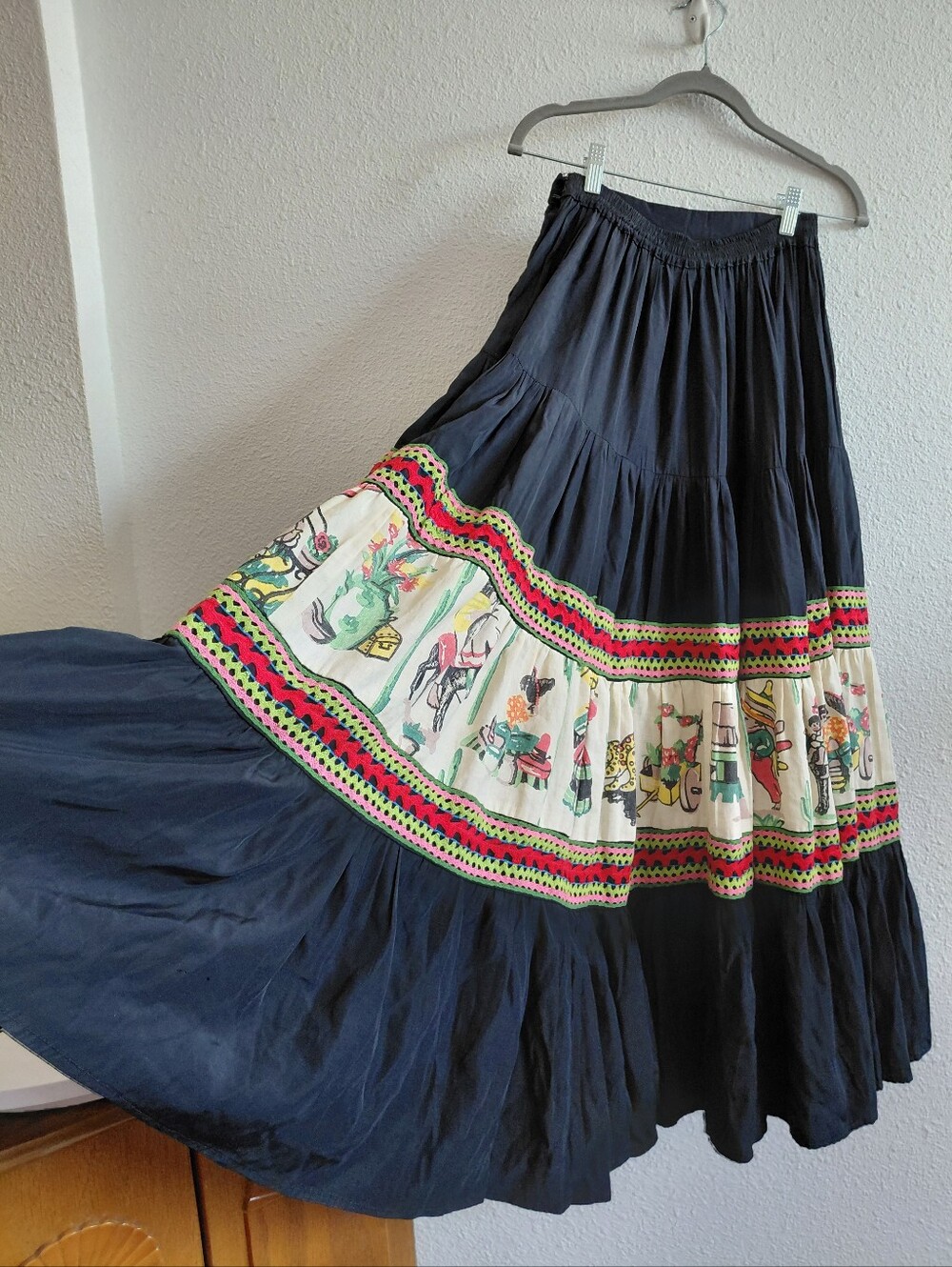 Handsewn Southwest  Peasant Festive Tiered Long Skirt - Picture 2 of 8